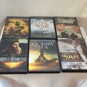 DVD’s Civil War, WWII, War Machines,Casualties of War,The Marksman
